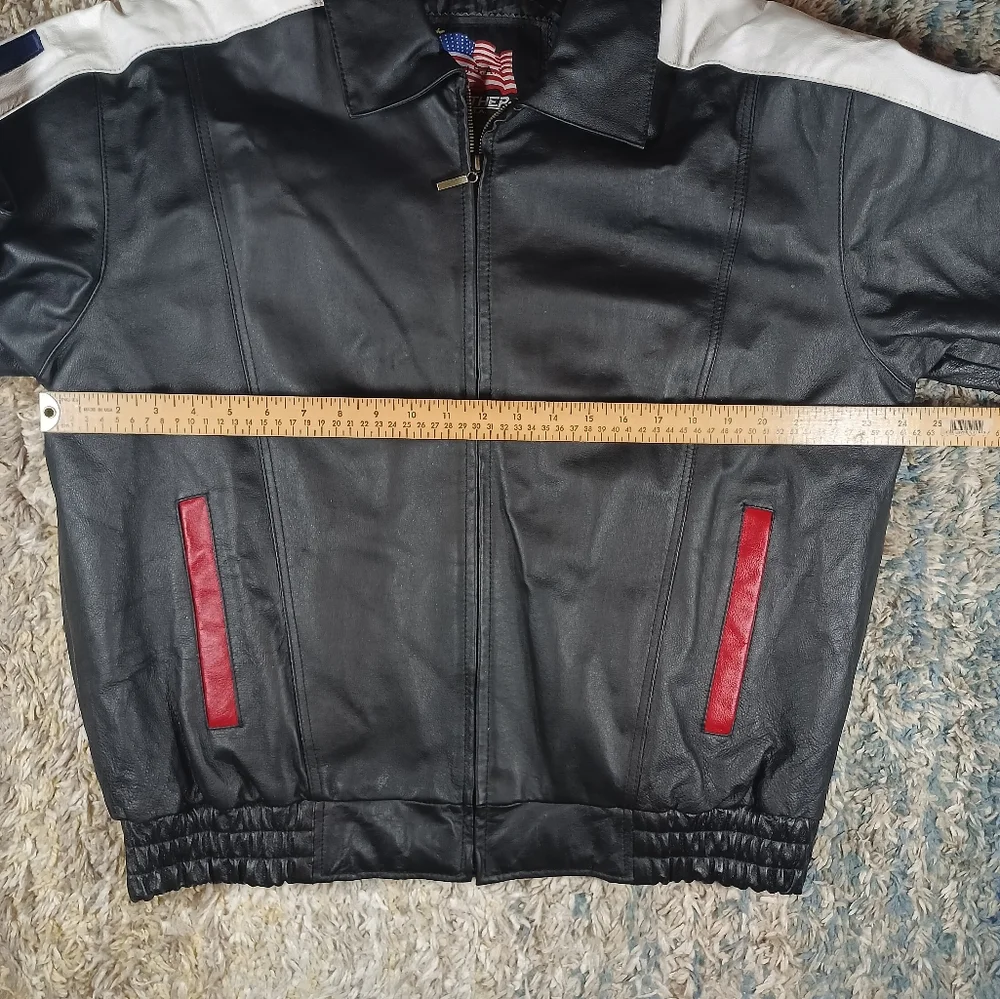 Vintage USA American Flag Leather Jacket - Picture 11 of 12